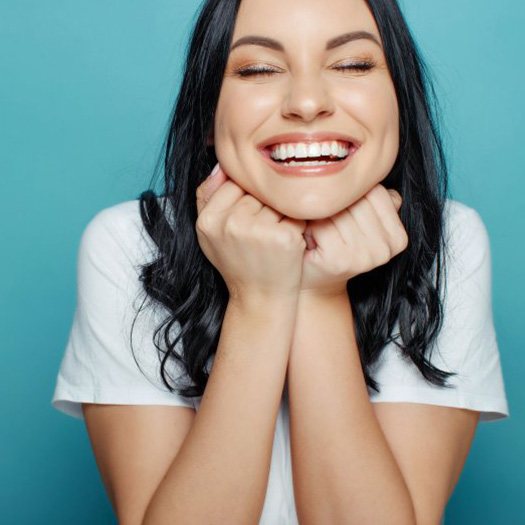 Lady smiles